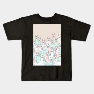 Llama Party - Pastel and Beige Kids T-Shirt